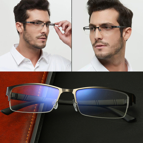 Gafas miopía para hombre, anteojos para miopía con prescripción 0-0,5-1-1,5-2-2,5-3 -4 -5 -6, con luz azul, ultraligeros ► Foto 1/6