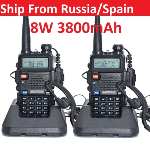 Baofeng-Walkie Talkie bidireccional uv-5r, 8W, batería de 3800mAh, radio CB, comunicador para ham raido Baofeng uv 5r 128CH, 2 uds. ► Foto 1/5