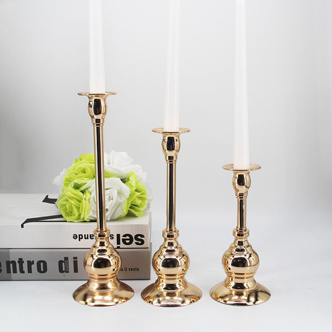 IMUWEN-portavelas de Metal, candelabros dorados, soporte de vela delicado para boda, exquisito candelabro, Decoración de mesa para el hogar ► Foto 1/6