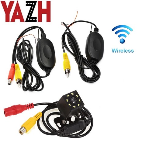 DC 12V Universal coche cámara de visión trasera para marcha atrás inalámbrica Wifi cableado Kit 2,4 GHz vehículo 8 LED inalámbrica cámara de transmisor/receptor ► Foto 1/6