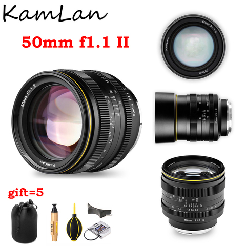KamLan-lente de enfoque Manual de gran apertura, lente de 50mm f1.1 II APS-C para Canon EOS M Sony E Fuji X M4/3, montaje para lente de cámara sin espejo ► Foto 1/6