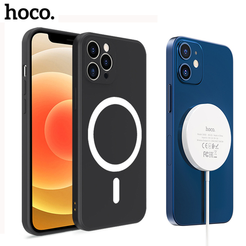 Hoco-funda magnética inalámbrica de silicona líquida para iPhone, funda protectora de lente de cámara completa antigolpes 11Pro Max, 12 Pro Max ► Foto 1/6