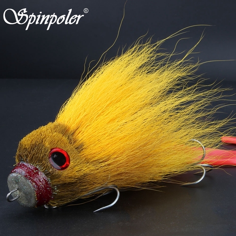 Spinpoler-ratón de pesca de Lucio, anzuelos de plástico para Lucio grande, lubina negra, ojos 3D, pelo de ciervo ► Foto 1/6