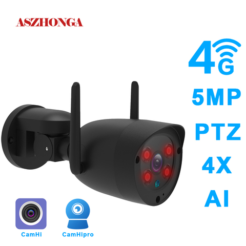 Cámara IP PTZ de 5MP y 4G para interior, videocámara de seguridad CCTV con visión nocturna IR, HD, AI, seguimiento automático al aire libre, WiFi, inalámbrica, de vigilancia, tipo bala ► Foto 1/6