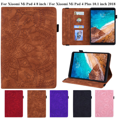 Funda de tableta con relieve de flores 3D para Xiaomi Mi Pad 4 Plus MiPad 10,1, carcasa con soporte abatible, Funda de 4 a 8 pulgadas ► Foto 1/6