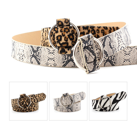 Anillo de cuero con hebilla para mujer, cinturón de leopardo, serpiente, cebra, 2022 ► Foto 1/6