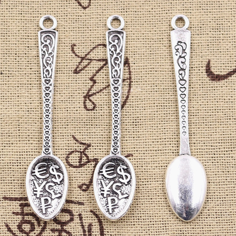 15 piezas amuletos cuchara dólar dinero 57x12mm colgantes de Color plata antiguo DIYCrafts haciendo hallazgos joyería tibetana hecha a mano ► Foto 1/2