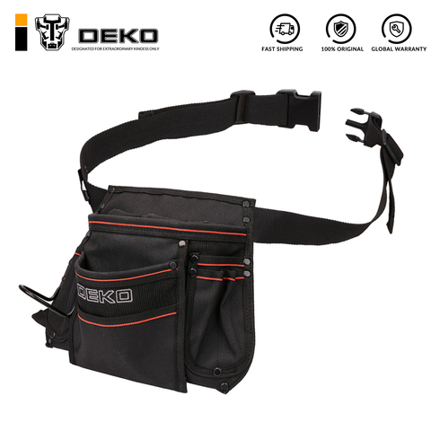 DEKO-bolsa de herramientas de cintura, 12 bolsillos, tela Oxford 600D, impermeable, gran capacidad con cinturón ajustable ► Foto 1/6