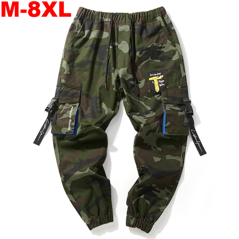 Ankel-pantalones Cargo de camuflaje para hombre, pantalón de chándal de algodón de talla grande 8XL, estilo Hip Hop, con bolsillos grandes ► Foto 1/6