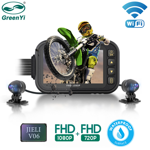 GreenYi-Cámara de salpicadero DVR para motocicleta, 3 