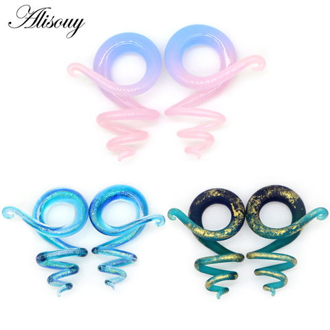 Alisouy-2 uds. De expansores de oreja de resorte coloridos, 6mm-10mm, Piercing para la carne, joyería para el cuerpo, pendiente Unisex ► Foto 1/6