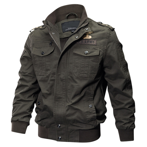 Chaqueta militar de talla grande para hombre, chaqueta de piloto de algodón para primavera y otoño, cazadora militar, chaqueta de vuelo de carga, 6XL, 2022 ► Foto 1/6