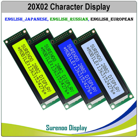 Inglés/japonés/ruso/europeo 202 20X2 2002 caracteres LCD módulo pantalla LCM LCD con retroiluminación LED ► Foto 1/5