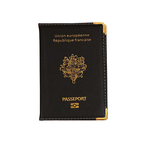 Cuero de la PU de Francia pasaporte ranuras para tarjetas de crédito Porte-Passeport Housse para hombres y mujeres pasaporte francés organizador de viajes ► Foto 1/6