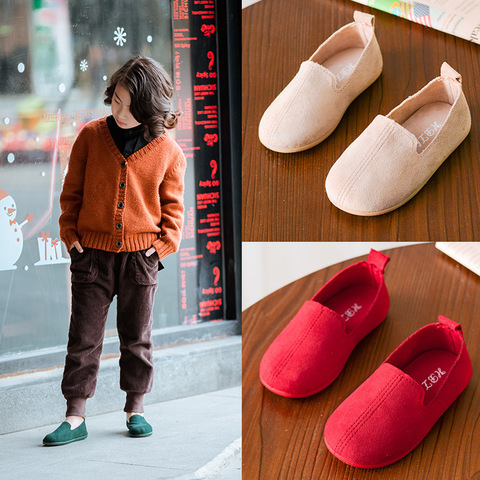 Zapatos informales sin cordones para niños y niñas, mocasines planos suaves de Color sólido, 4 colores, Unisex ► Foto 1/6