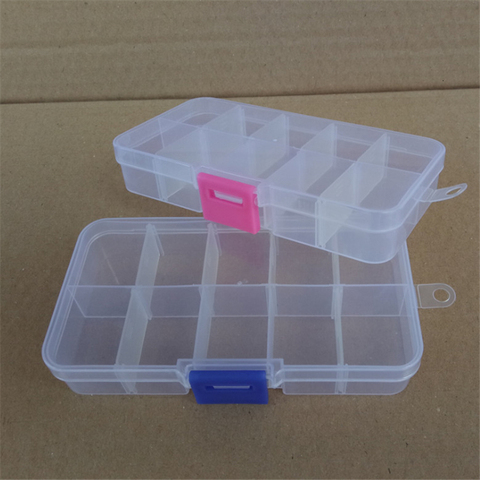 Caja de señuelos de pesca de alta resistencia, caja de señuelos de pesca de plástico transparente, multifuncional, 13x7x2,2 cm, con 10 compartimentos, caja de cebo práctica, 1 Uds. ► Foto 1/5