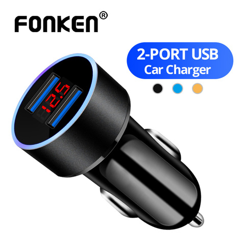 FONKEN 2 USB cargador de coche de carga de teléfono móvil LED adaptador de carga rápida para el Iphone Samsung XIaomi Redmi Universal cargadores de teléfono ► Foto 1/6