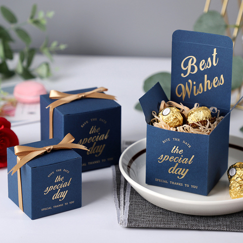 Cajas de dulces con cinta personalizada para Celebración de bebé, recuerdo de boda, decoración, 50 unids/lote ► Foto 1/6