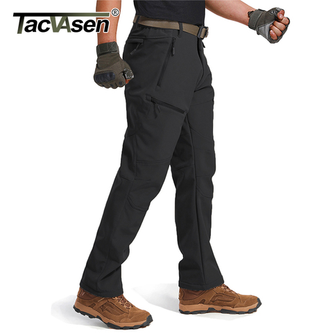 TACVASEN-pantalones militares tácticos Softshell para invierno para hombre, pantalones de trabajo con múltiples bolsillos, cálidos, para ir de excursión, pantalones de caza ► Foto 1/6