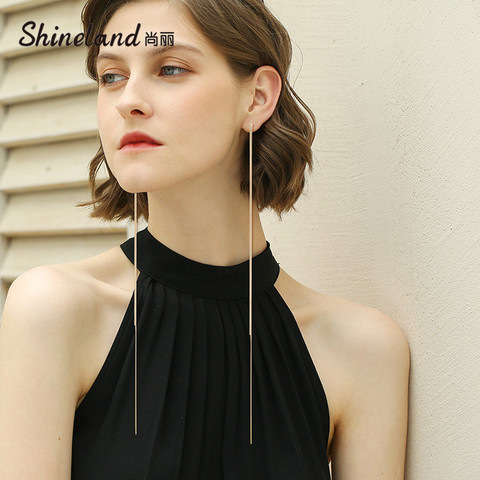 Shineland-cadena superlarga con borlas para mujer, aretes colgantes, bisutería pendientes mujer de aleación a la moda, joyería Brincos, gran oferta ► Foto 1/6