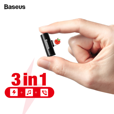 Baseus-Adaptador de Audio 3 en 1 para iPhone Xs, Max, Xr, X, Conector de auriculares, Cable OTG para iPhone 8, 7 Plus, adaptador de carga, música y llamadas ► Foto 1/6