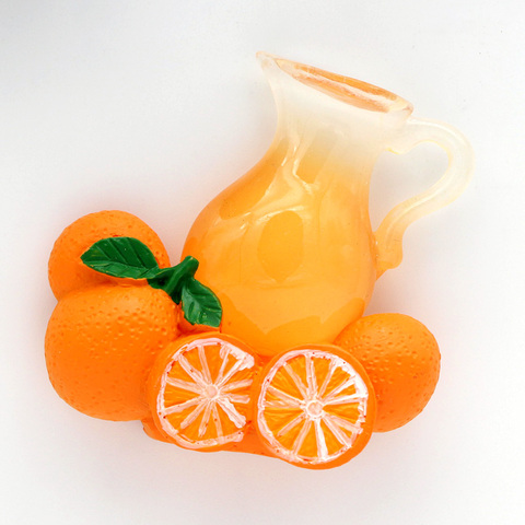 Imán magnético para nevera, palo de imitación de vidrio para botella de zumo de naranja, decoración de cocina, 3d, fruta, naranja, bonito, colección ► Foto 1/6