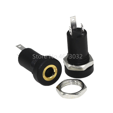 Conector de Audio PJ392A de 3,5 MM, 3 Pole, montaje de Panel de soldadura estéreo negro, dorado, con tuercas PJ-392A, 5 uds. ► Foto 1/4