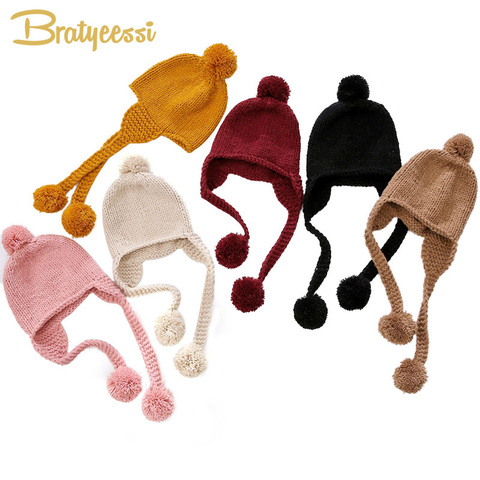 Gorro con pompón de algodón para bebé, gorro tejido para bebé para niñas niños bebés, accesorios para niños, 6 colores, novedad de invierno ► Foto 1/6