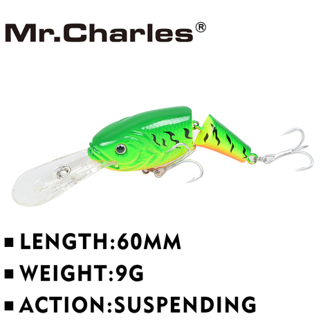 Señuelo de pesca Mr. Charles CN52 60mm/9g suspendida pececillo VIb surtido de diferentes colores cebo duro acero de alto carbono H ► Foto 1/6