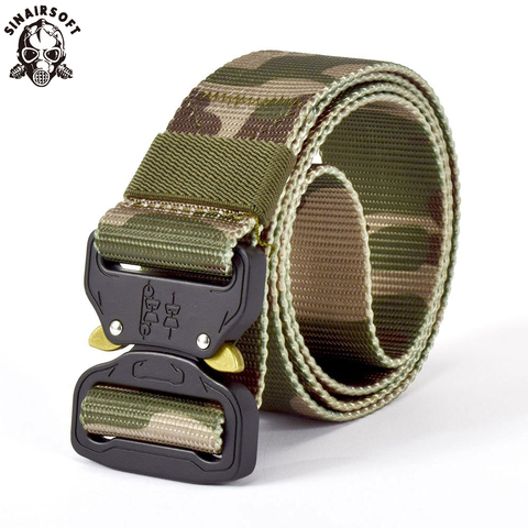 Cinturón táctico del ejército para hombre, equipo militar ajustable, gruesa hebilla de Metal, cinturón de nailon resistente, cinturones de combate Multicam USNC Airsoft ► Foto 1/6