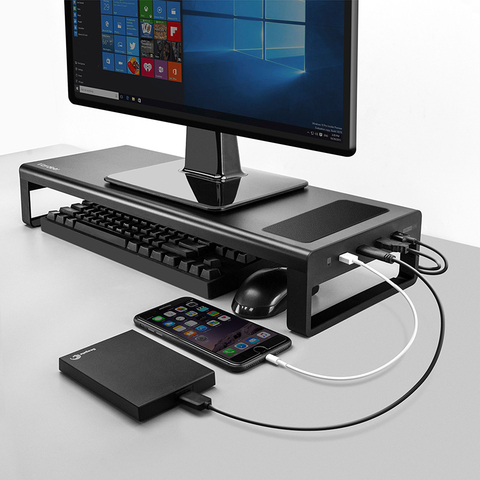 Soporte de aluminio para Monitor USB 3,0 inalámbrico, soporta transferencia de datos y carga, teclado y ratón de escritorio de almacenamiento ► Foto 1/6