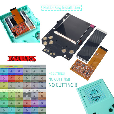 FUNNYPLAYING DMG RETRO PIXEL IPS pantalla LCD KIT de alta luz de fondo brillo para GameBoy GB consola 36 Color Retro con cáscara ► Foto 1/6