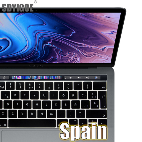 Funda protectora para teclado español, con ñ, para macbook pro13 A2159 A1990, para macbook air 13 A1932 A1466 ► Foto 1/6