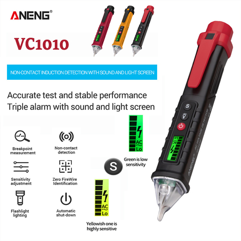 ANENG VC1010 Digital AC/DC detectores de voltaje pluma voltimetro analogico tension inteligente no bolígrafo de contacto probador medidor 12-1000V Volt lápiz de boligrafo detector de corriente corriente eléctrica ► Foto 1/6