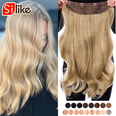 Silike 190g 24 pulgadas Clip ondulado estirado en extensiones de cabello sintético fibra resistente al calor 4 Clips una pieza 17 colores disponibles ► Foto 1/6