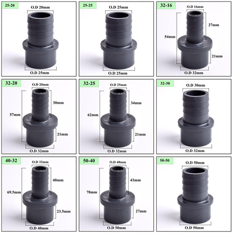 Sobredosis 32/40/50/63-14/20/30/40/50/60mm tamaño grande UPVC conector de Pagoda de riego de jardín tubo suave de la manguera adaptador conjunto de accesorios ► Foto 1/6