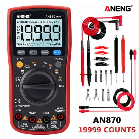 ANENG rojo 870 multimeter multimetro tester polimetro multímetro voltimetro amperimetro digital multímetro Digital, 19999 cuentas de Fondo AC/DC voltímetro amperímetro Ohm clip de alambre de puente de prueba ► Foto 1/6