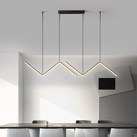 Artpad-Iluminación colgante LED moderna para cocina, Isla, sala de estar, luz colgante en forma de onda, arte del hierro negro/dorado, 26W ► Foto 1/6