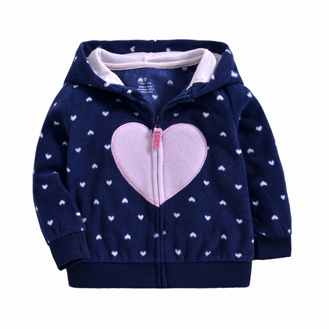 Sudadera para bebé con capucha y cremallera, chaqueta informal para niña pequeña con diseño de dibujos animados, pulóver holgado con estampado de corazón ► Foto 1/6