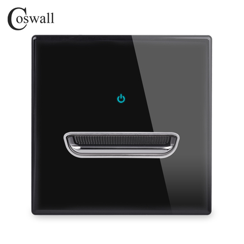 COSWALL-interruptor azul de luz de pared, Panel de vidrio templado, 1/2/3/4 entradas, 1 sentido, encendido/apagado, novedad ► Foto 1/6