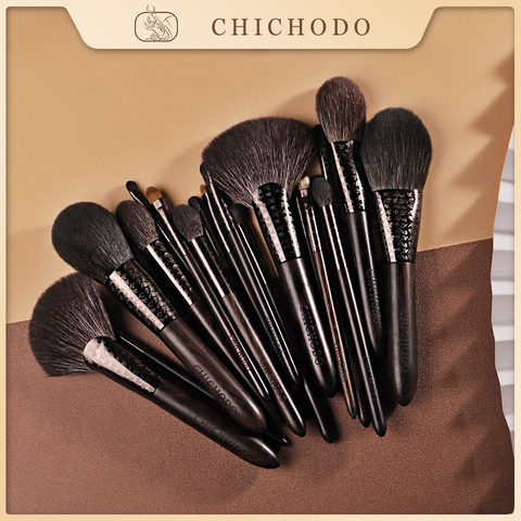 CHICHODO-brocha de maquillaje, 2022, pelo Animal de ébano tallado lujoso, Series-20pcs, juego de brochas cosméticas, herramienta de belleza ► Foto 1/1