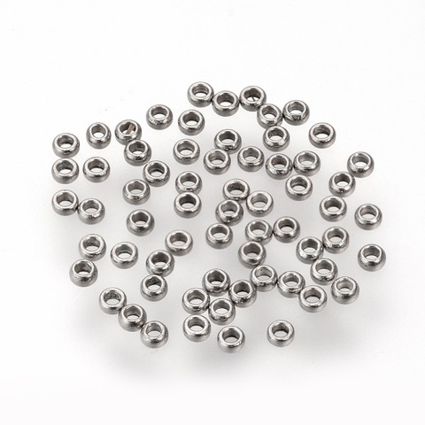 1000 Uds de acero inoxidable 304 cuentas de engarce final suelta perlas Sapcer cuentas para fabricación de joyería DIY pulsera collar 1/2/2 5/3mm ► Foto 1/5