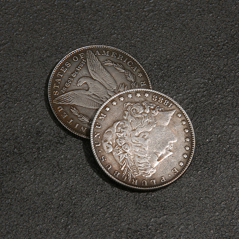 1 Uds de acero de 1888 Dólar Morgan trucos de magia (3,8 cm de diámetro) conmemorativa accesorios de monedas puede ser absorbido ilusión que aparecen/desaparecer ► Foto 1/5