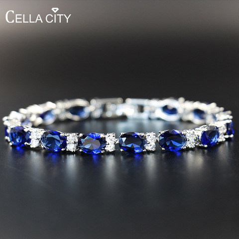 Cellacity zafiro pulsera para las mujeres la geometría de plata 925 joyas delicadas piedras preciosas de alta calidad fina joyería regalos de aniversario ► Foto 1/6