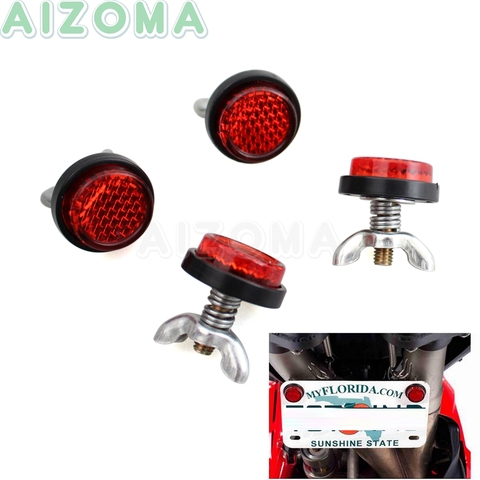 Reflectores de seguridad para motocicleta, Reflector de matrícula Mini con resorte de montaje Universal, color rojo, 4 Uds. ► Foto 1/6