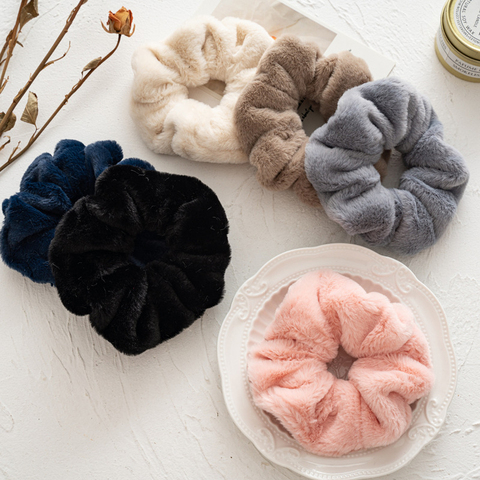 Nuevo invierno de peluche de Scrunchies las mujeres las niñas elástico bandas de goma para el cabello de cola de caballo titular cuerda peludo pelo accesorios para el cabello ► Foto 1/6