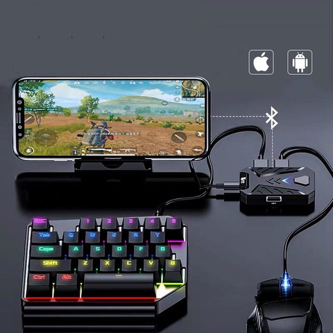 Adaptador de teclado y ratón de juego móvil, convertidor de controlador de llamada de servicio PUBG con conexiones cableadas/inalámbricas para Android/iOS ► Foto 1/6