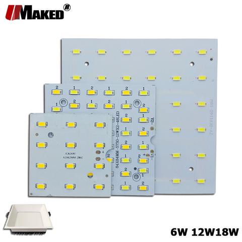 Fuente de luz LED cuadrada para lámparas de Panel, 6W, 12W, 18W, placa de aluminio, disipador térmico, SMD5730, 110lm/w, 5/10 Uds. ► Foto 1/6