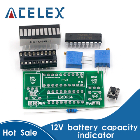 LM3914 10 segmentos 3,7 V Litio 12V módulo indicador de capacidad de batería probador de nivel de potencia pantalla LED Kits electrónicos DIY ► Foto 1/6