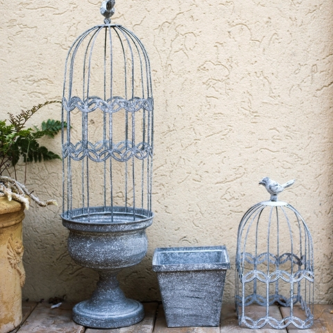 Jaula de pájaro Vintage para decoración de flores, maceta de jardín, Patio, jardín rústico, decoración Vintage para el hogar ► Foto 1/6